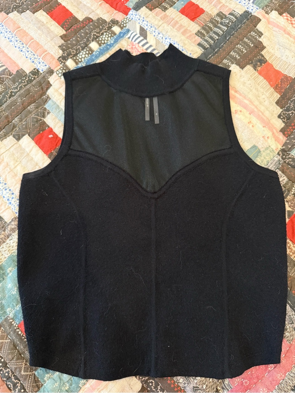 Anthropologie Mesh Inlay Faux Corset Style Knit Top